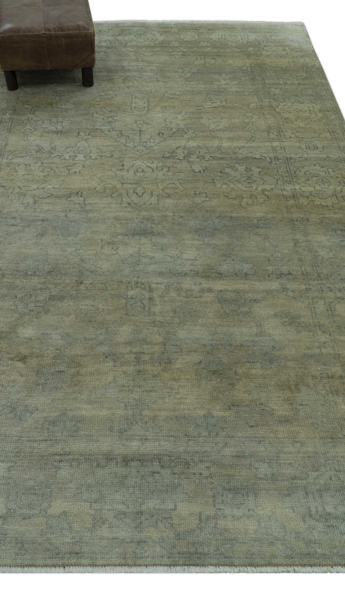 Gray And Beige Traditional Oushak Design 5.8x8.6 Hand Knotted Wool Area Rug
