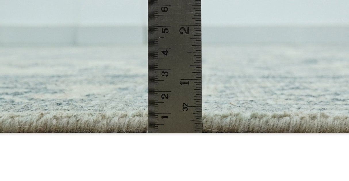Gray And Beige Turkish Design Hand Knotted Custom Made Wool And Linen Rug