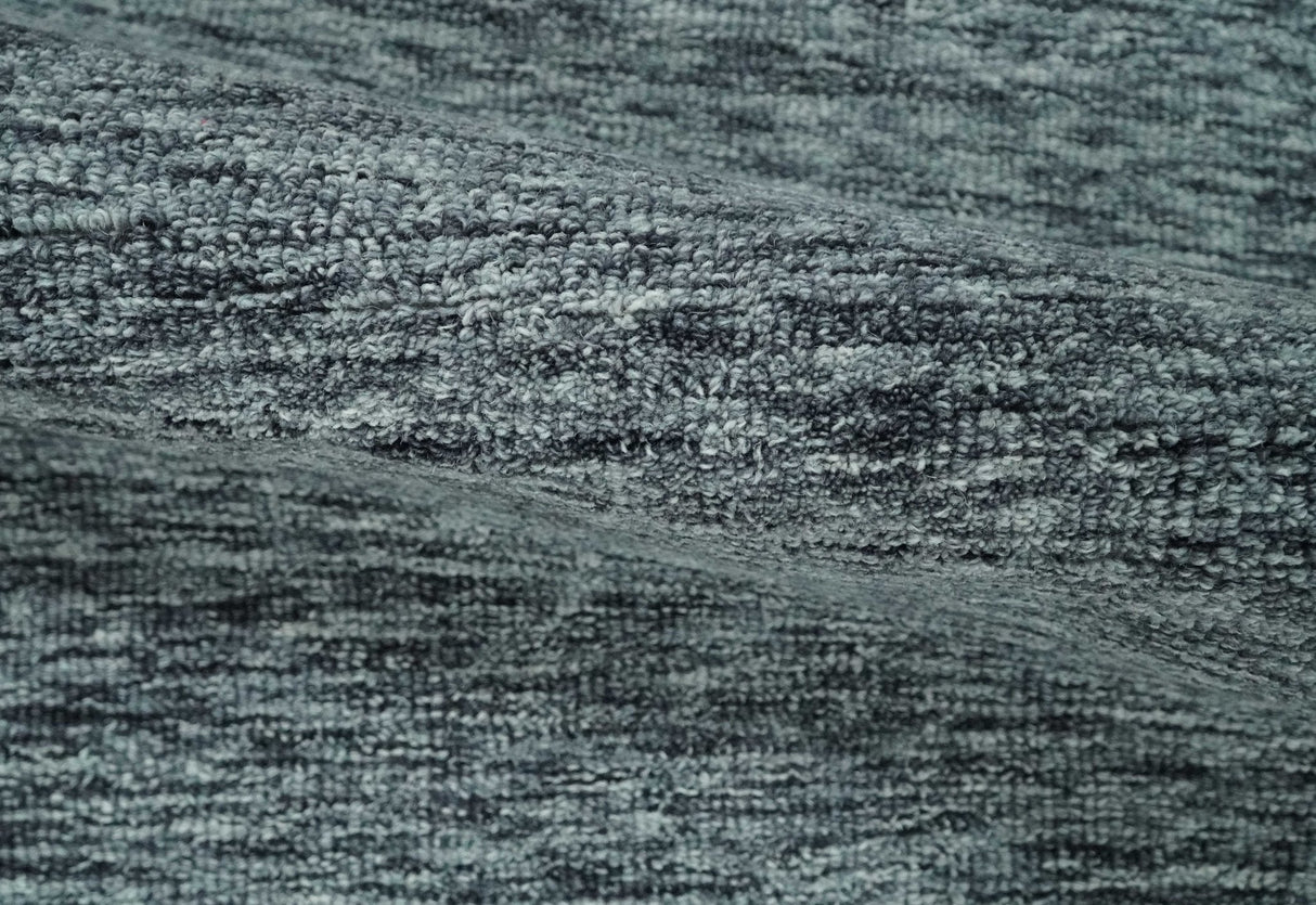 Gray and Charcoal Modern Solid Hand Tufted Natural Wool Area Rug