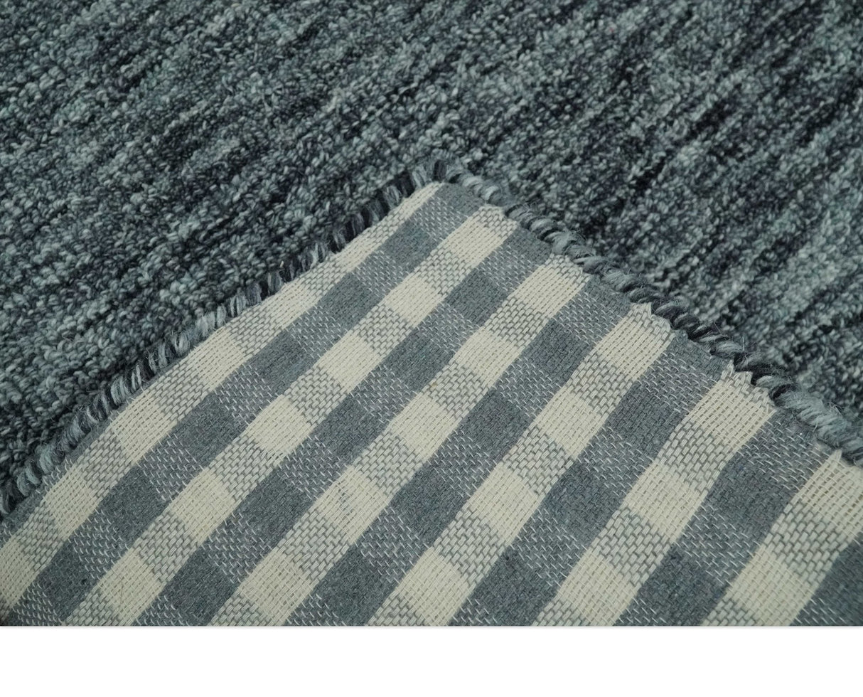Gray and Charcoal Modern Solid Hand Tufted Natural Wool Area Rug