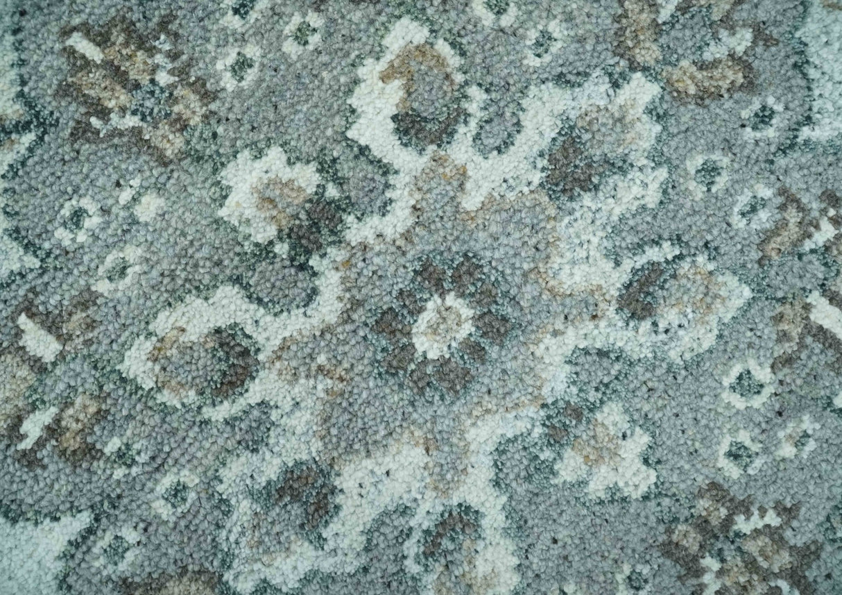 Gray and Ivory Traditional Heriz Hand Knotted 5x8 wool area rug