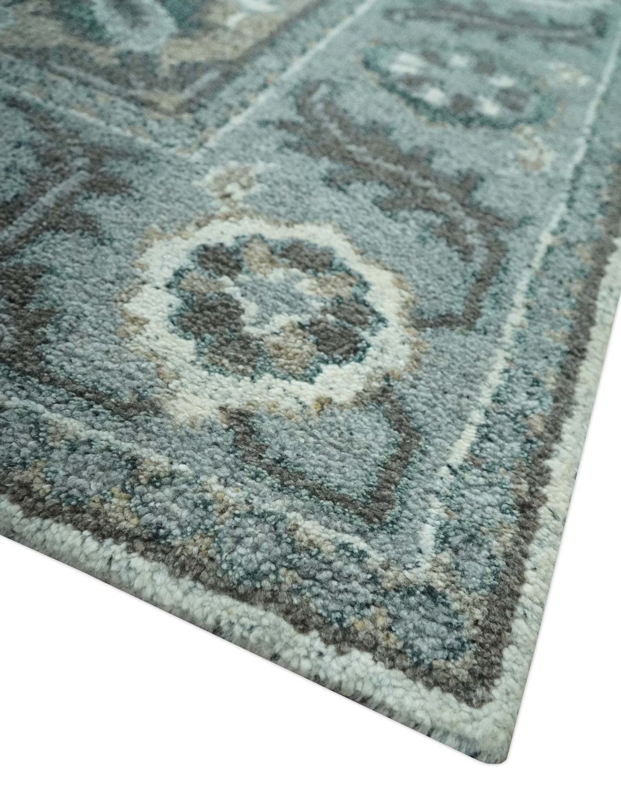 Gray and Ivory Traditional Heriz Hand Knotted 5x8 wool area rug