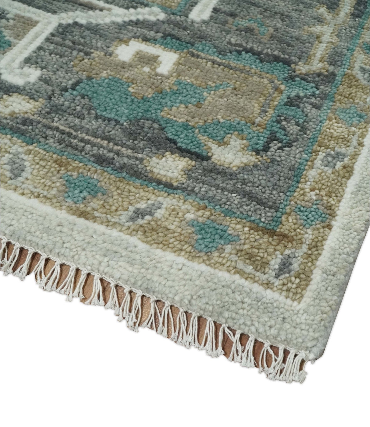 Gray and Ivory Traditional Oriental Oushak Hand Knotted wool Area Rug