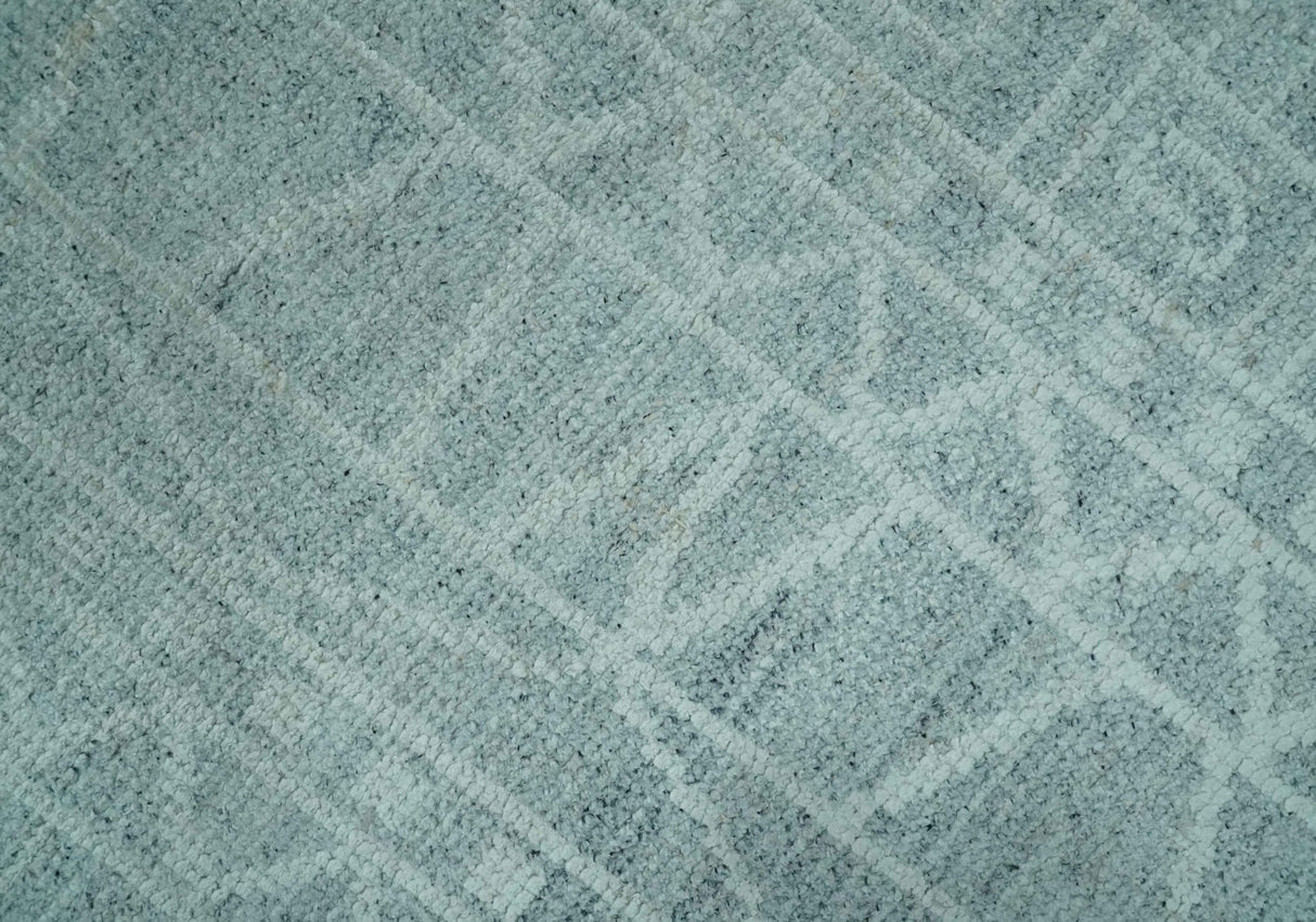 Gray and Silver 5x8 Stripes Design Hand Knotted wool and Art Silk Area Rug-Area Rug-Parc Decor