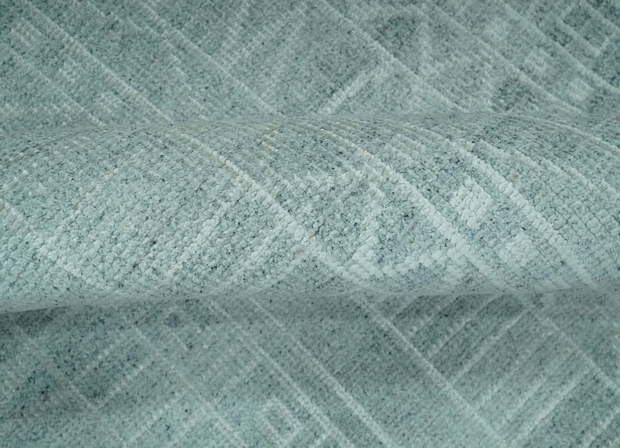 Gray and Silver 5x8 Stripes Design Hand Knotted wool and Art Silk Area Rug-Area Rug-Parc Decor