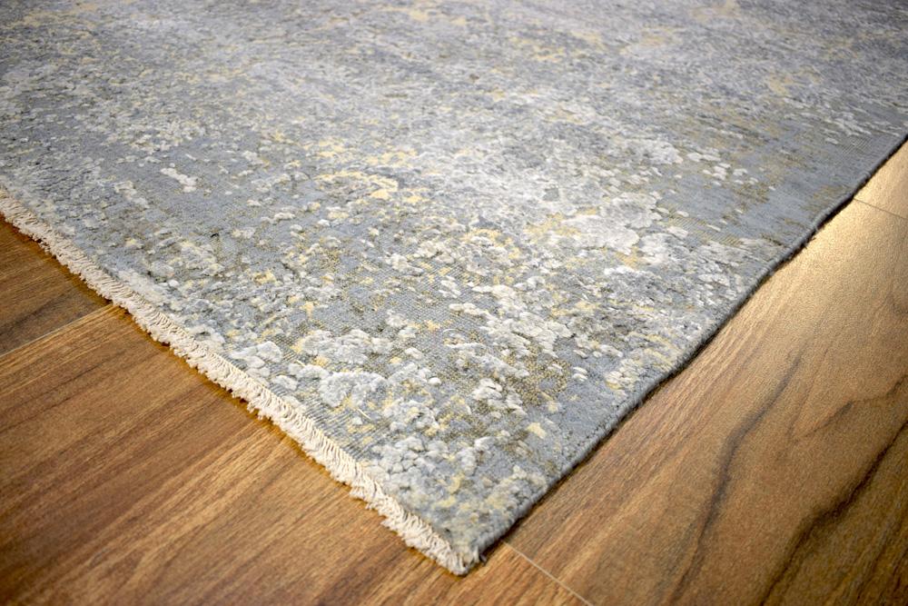 Gray and Silver Modern Abstract Hand Knotted 8x10 Wool Area Rug