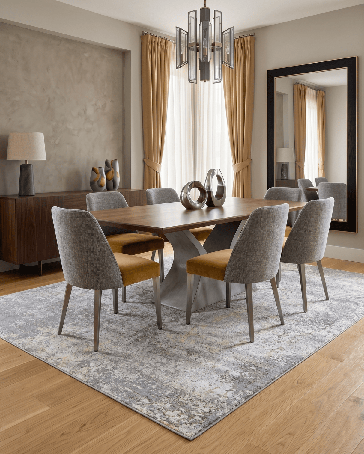 Gray and Silver Modern Abstract Hand Knotted 8x10 Wool Area Rug