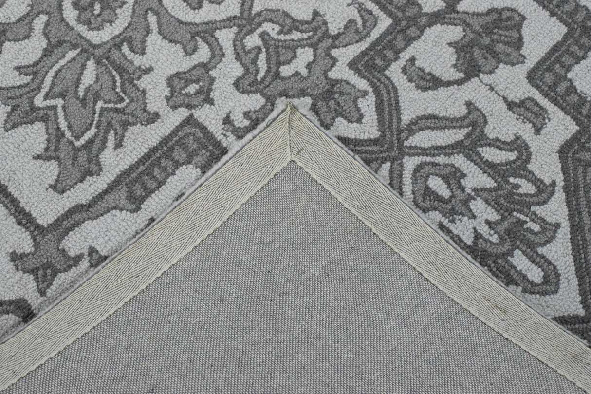 Gray and Silver Traditional Design Hand Tufted 5x8 Wool Area Rug