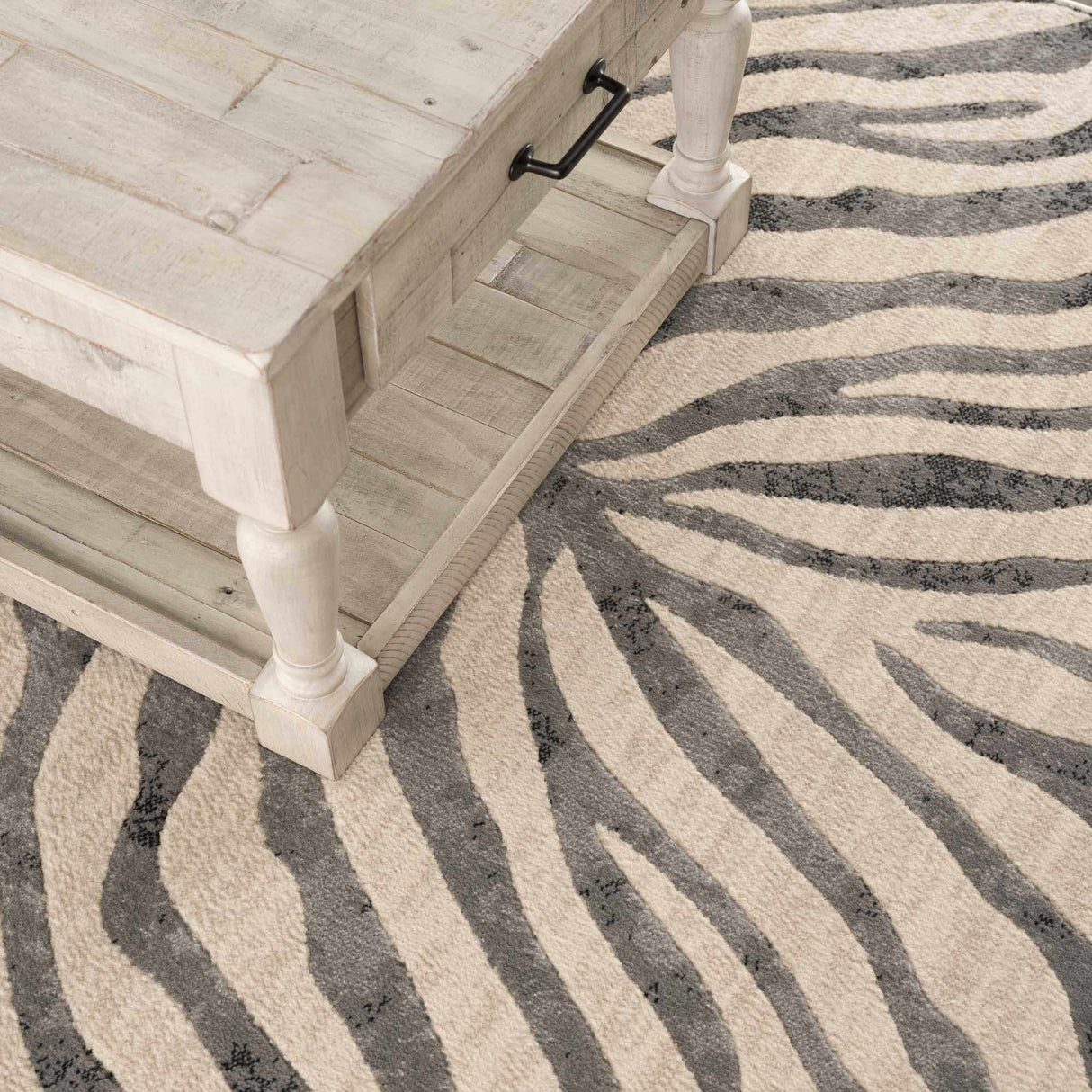 Gray Ecorse Zebra Print Area Rug-Rugs-Parc Decor