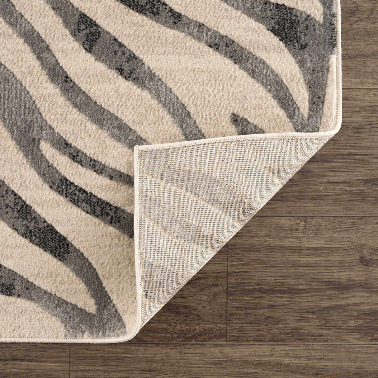 Gray Ecorse Zebra Print Area Rug-Rugs-Parc Decor