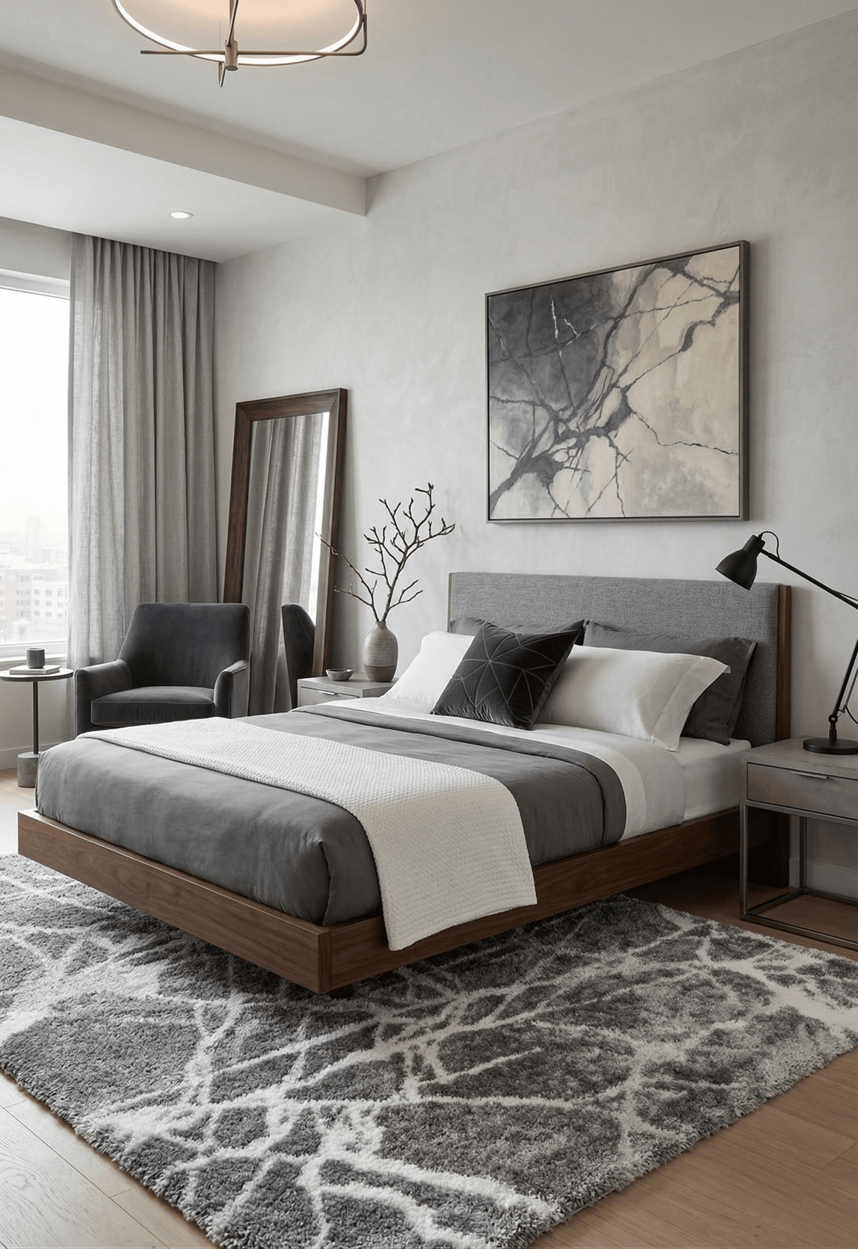 Gray Modern Abstract Design 5x7 Rug