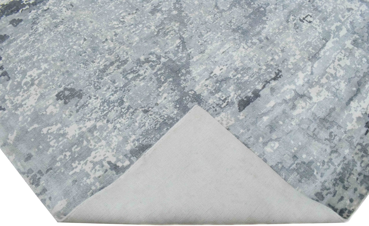 Gray Modern Abstract Design Hand Loom 8x10 Viscose Rug