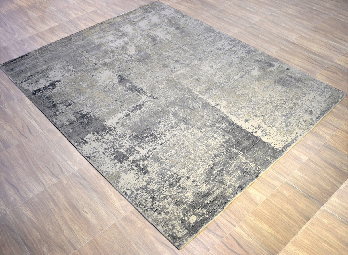 Gray Modern Abstract Wool And Viscose 8x10 Area Rug