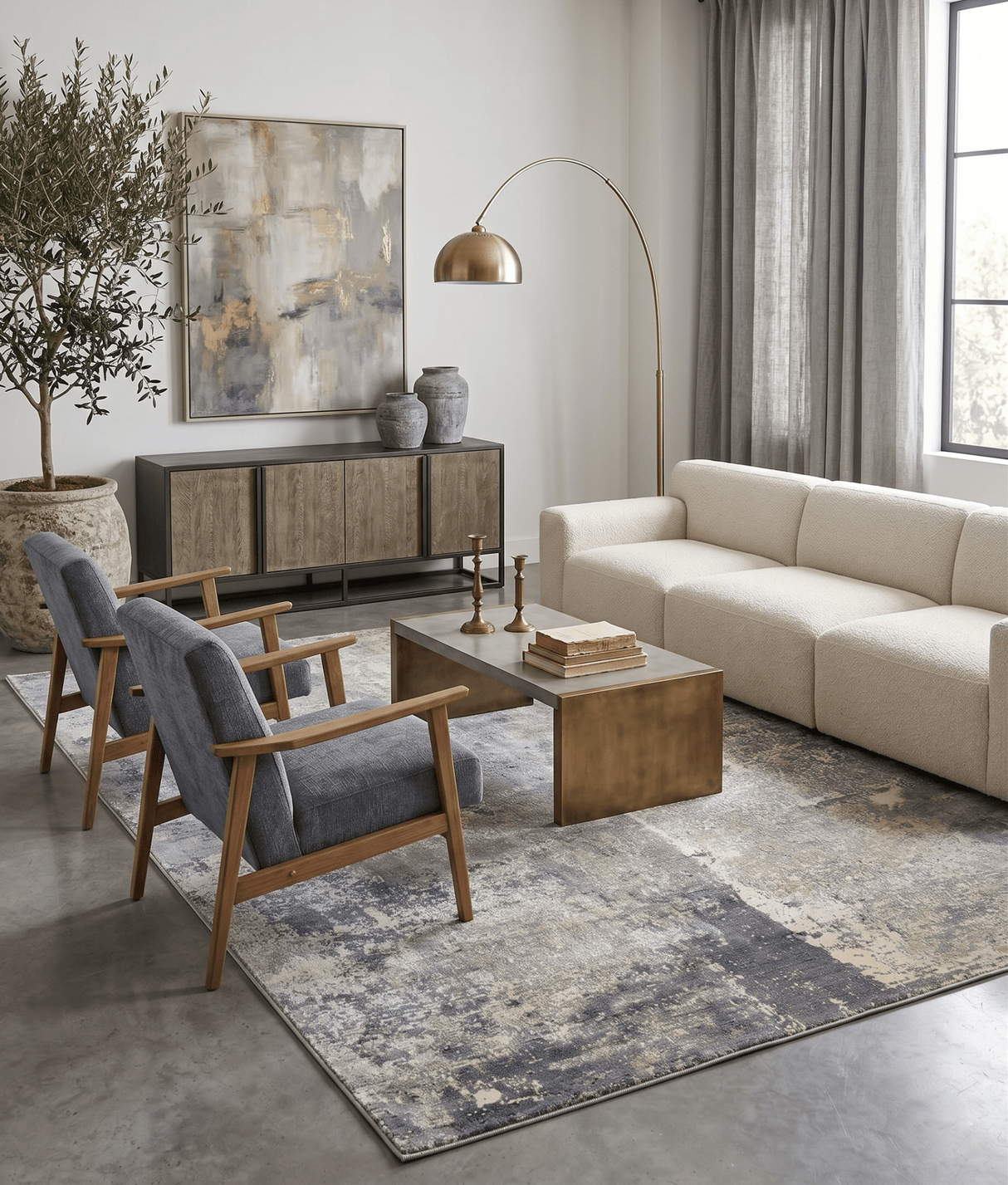 Gray Modern Abstract Wool And Viscose 8x10 Area Rug