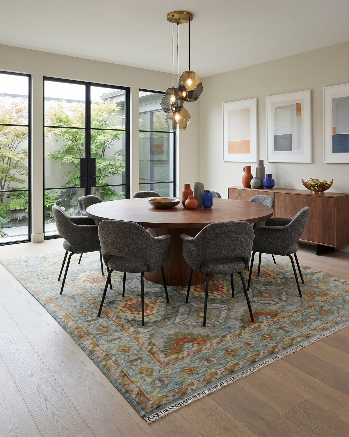 Gray, Silver and Beige Oriental Traditional Hand Knotted Custom Made Wool Area Rug, Living Room and Bedroom Rug