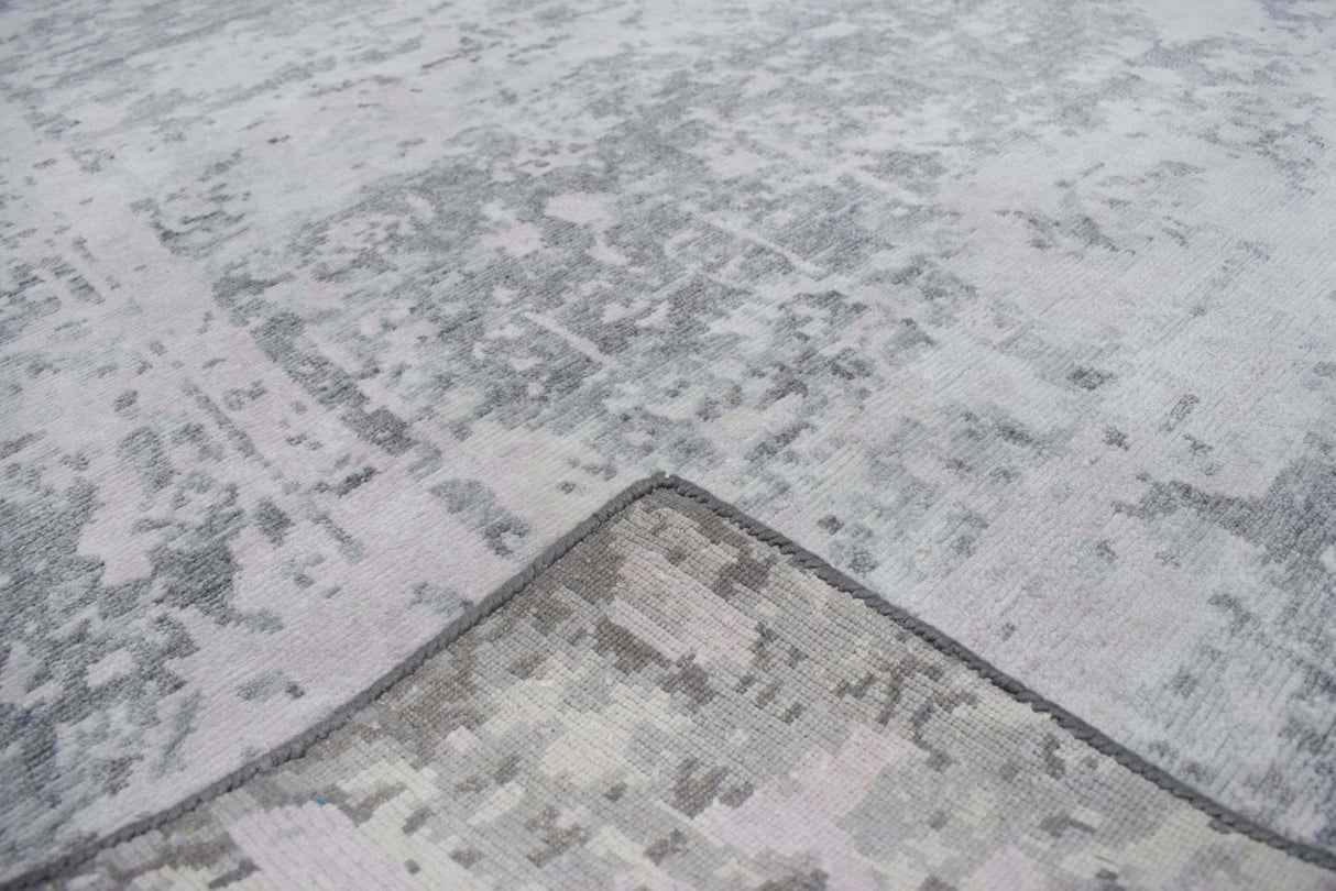 Gray Transitional Style Handmade Bamboo Silk 8x10 Area Rug