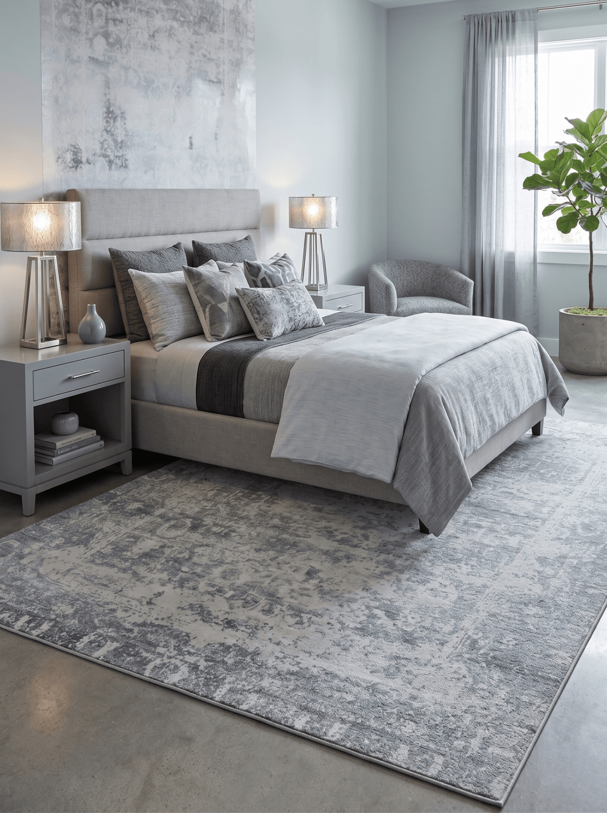 Gray Transitional Style Handmade Bamboo Silk 8x10 Area Rug