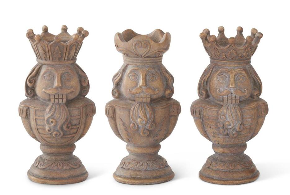 Gray Washed Nutcracker Tealight Candle Holders-Christmas Decoration-Parc Decor