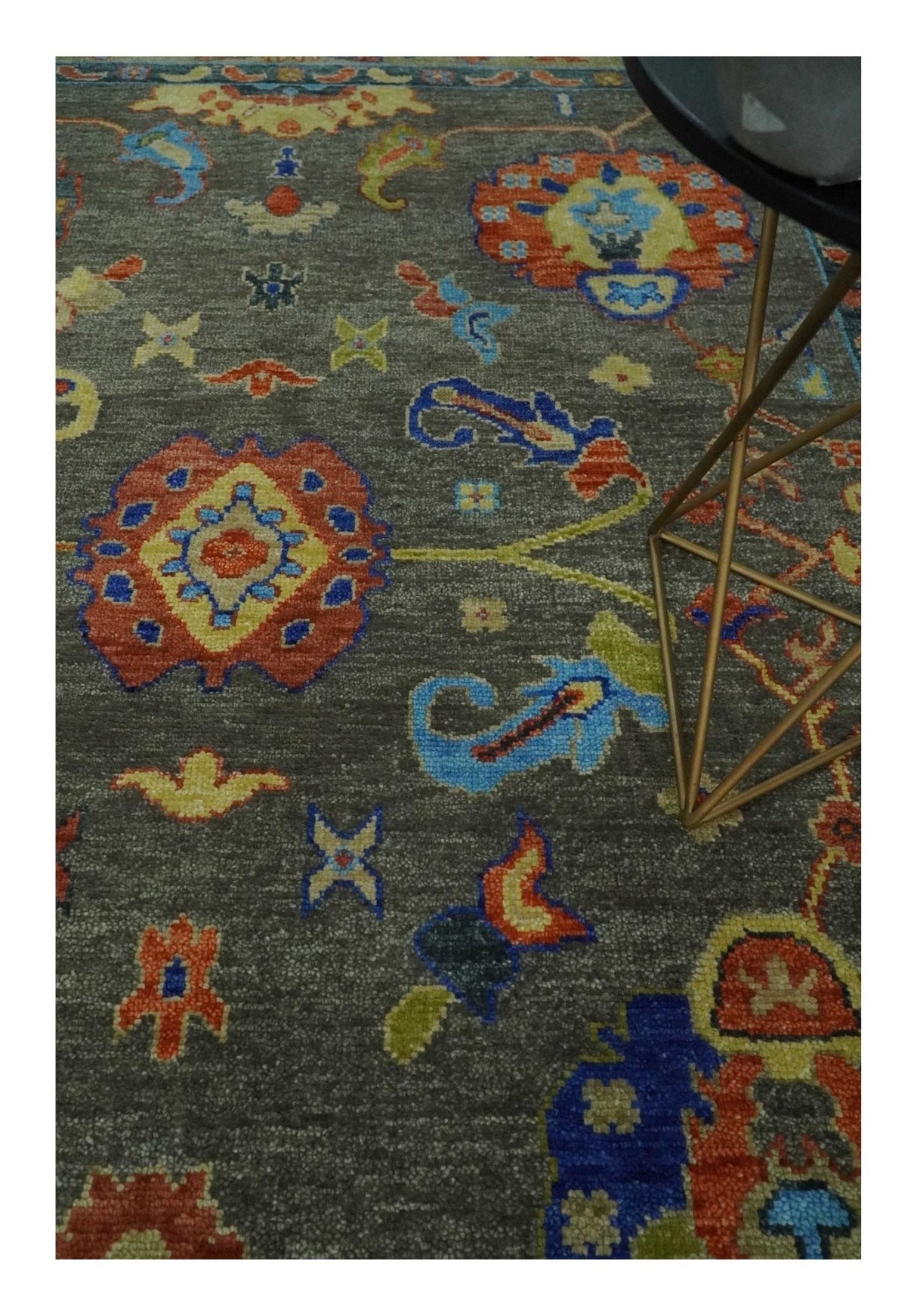 Green and Beige Colorful Hand knotted Traditional Oushak Multi Size wool Area Rug
