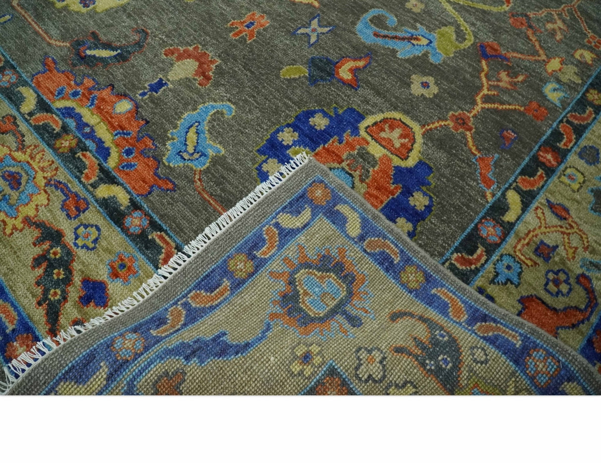Green and Beige Colorful Hand knotted Traditional Oushak Multi Size wool Area Rug