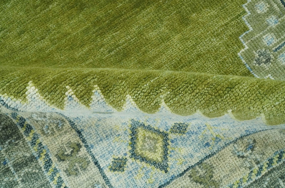 Green, Blue and Gray Hand Knotted Traditional Heriz Multi Size wool area rug