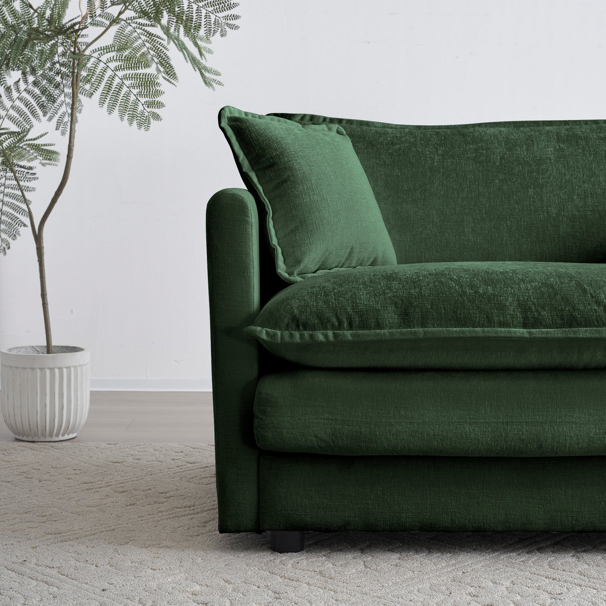 Green Cloud Pillow Top Chenille Upholstered Sofa Chair