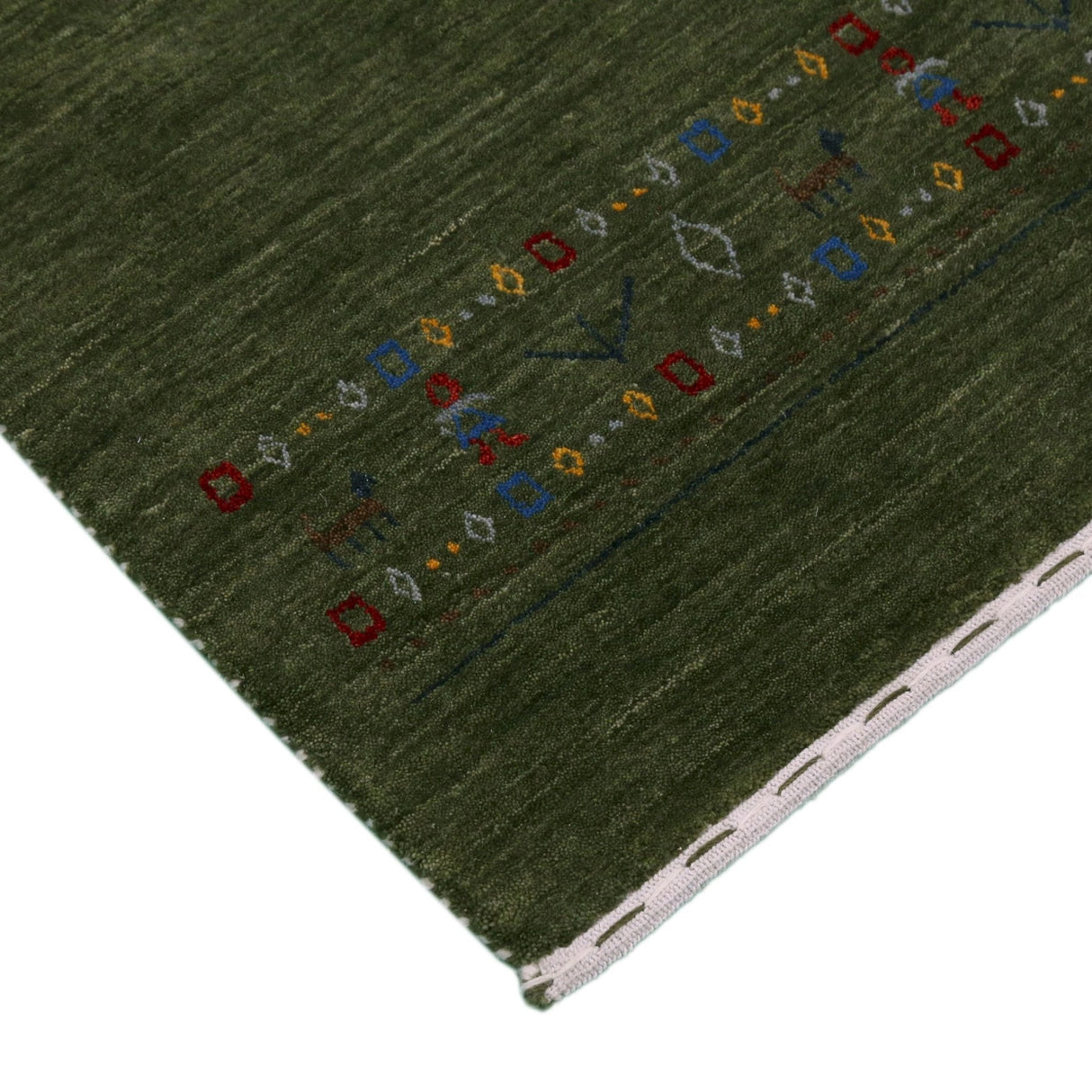 Green Contemporary Design Hand Loomed Wool Area Rug