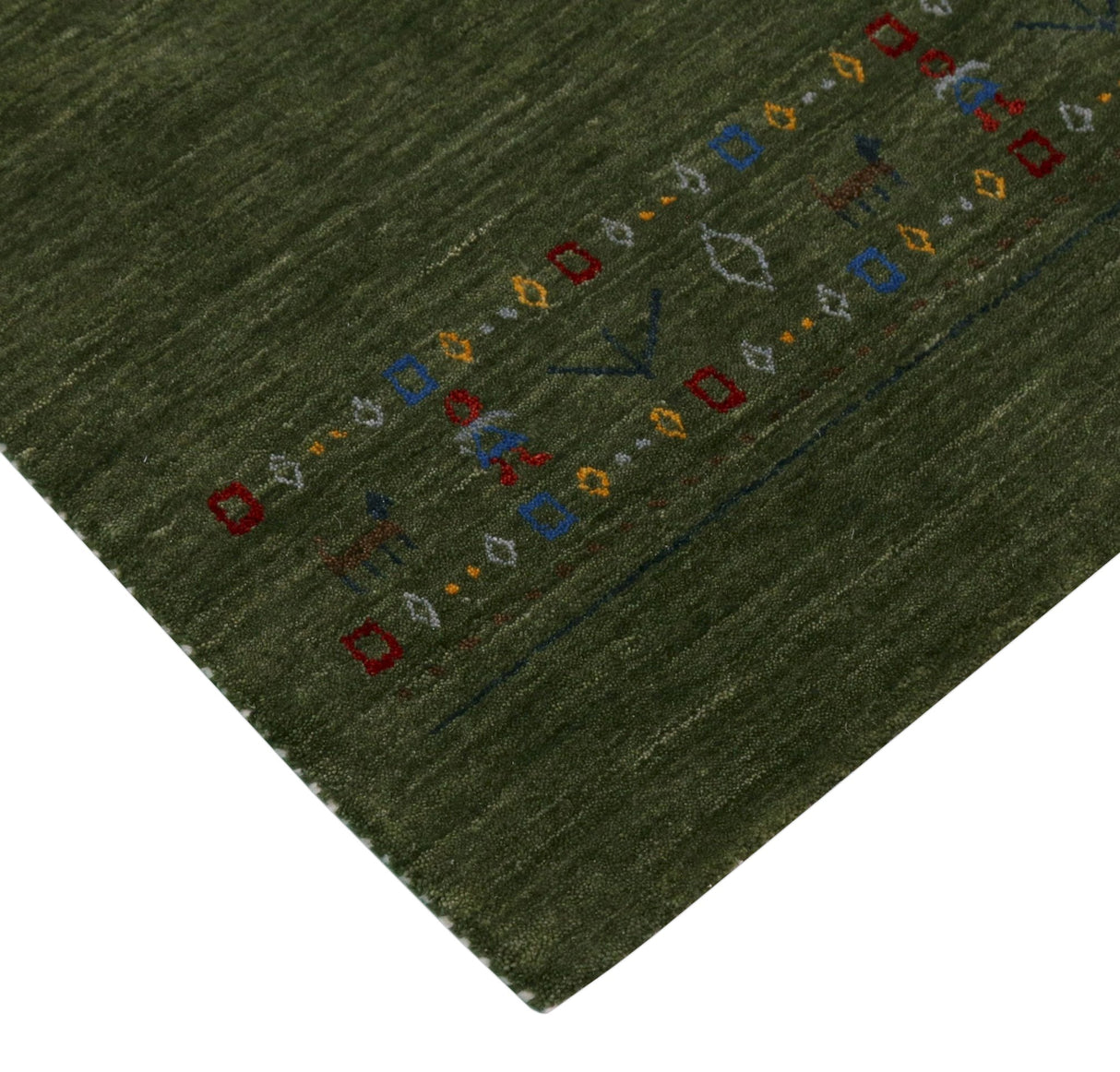 Green Contemporary Design Hand Loomed Wool Area Rug
