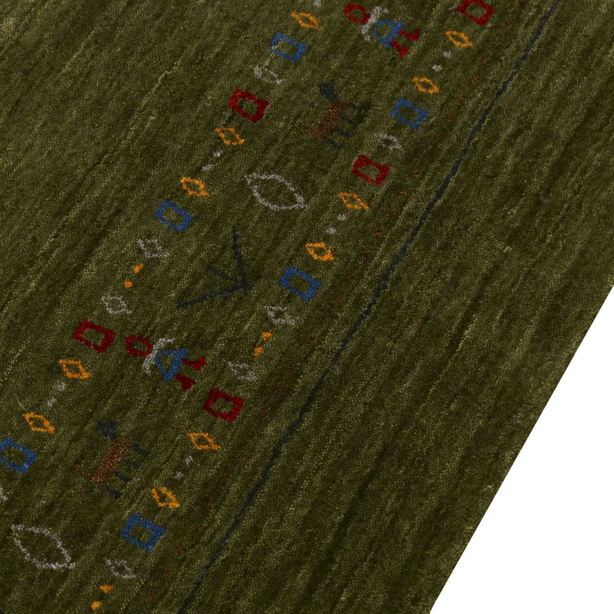 Green Contemporary Design Hand Loomed Wool Area Rug