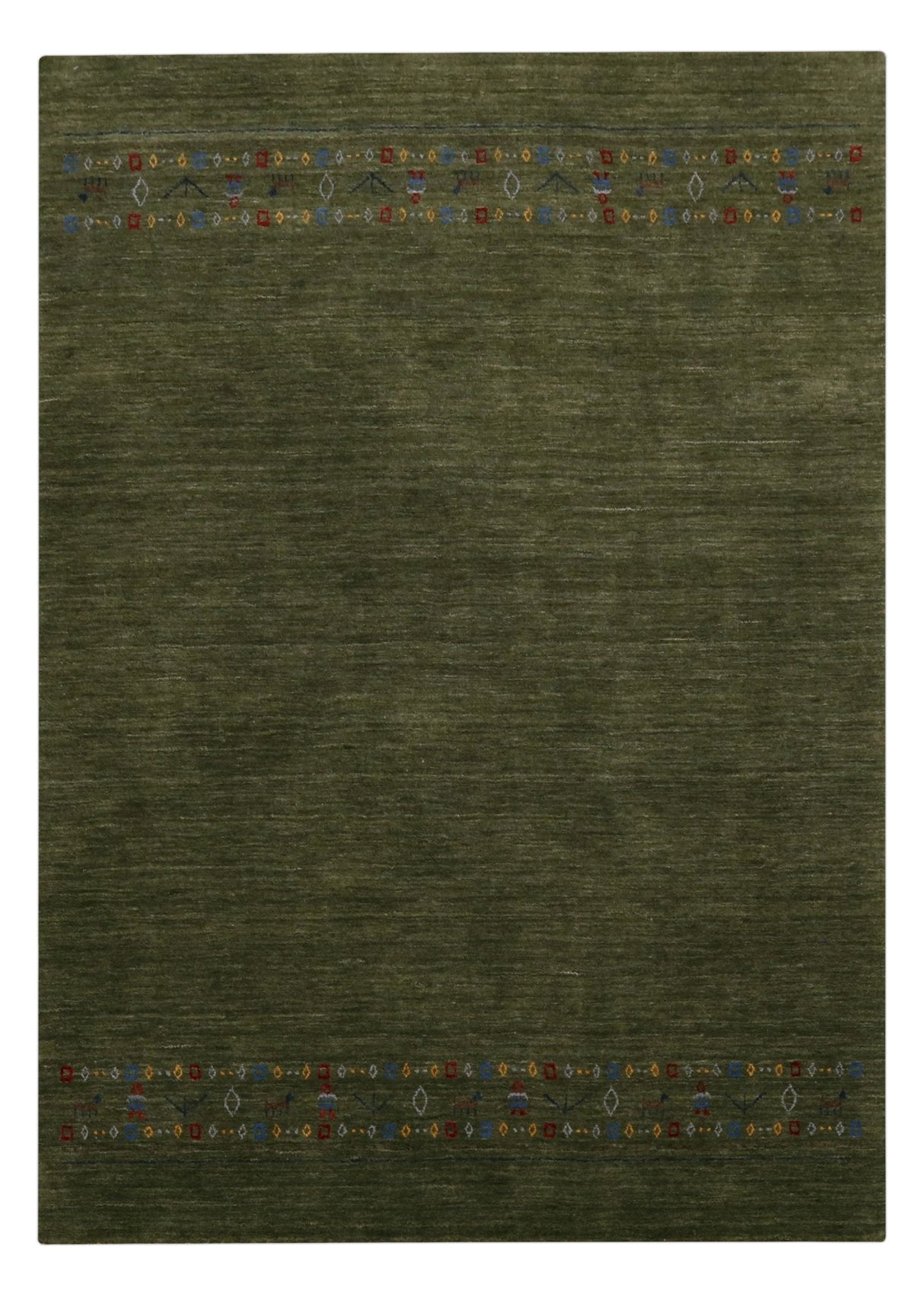 Green Contemporary Design Hand Loomed Wool Area Rug