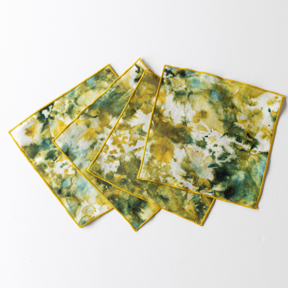 Green Marble Cocktail Napkin Set-cocktail napkin-Parc Decor