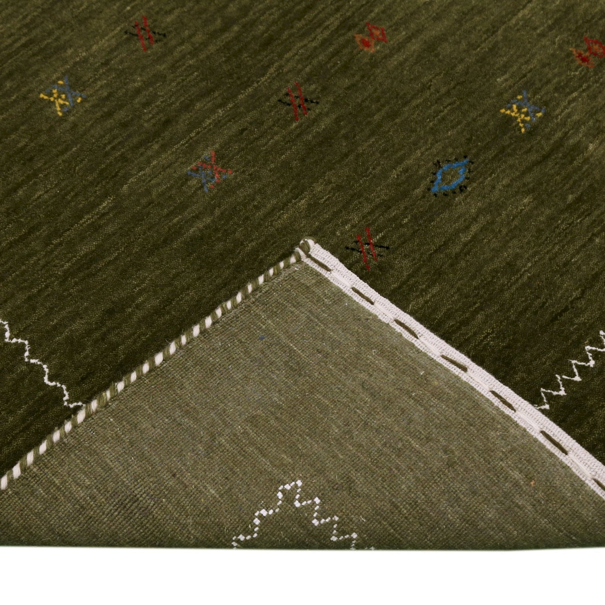 Green Modern Design Hand Loomed Wool Area Rug