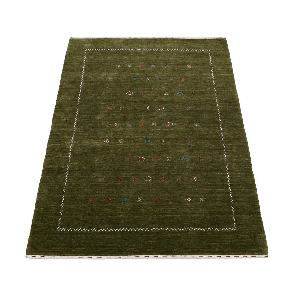 Green Modern Design Hand Loomed Wool Area Rug