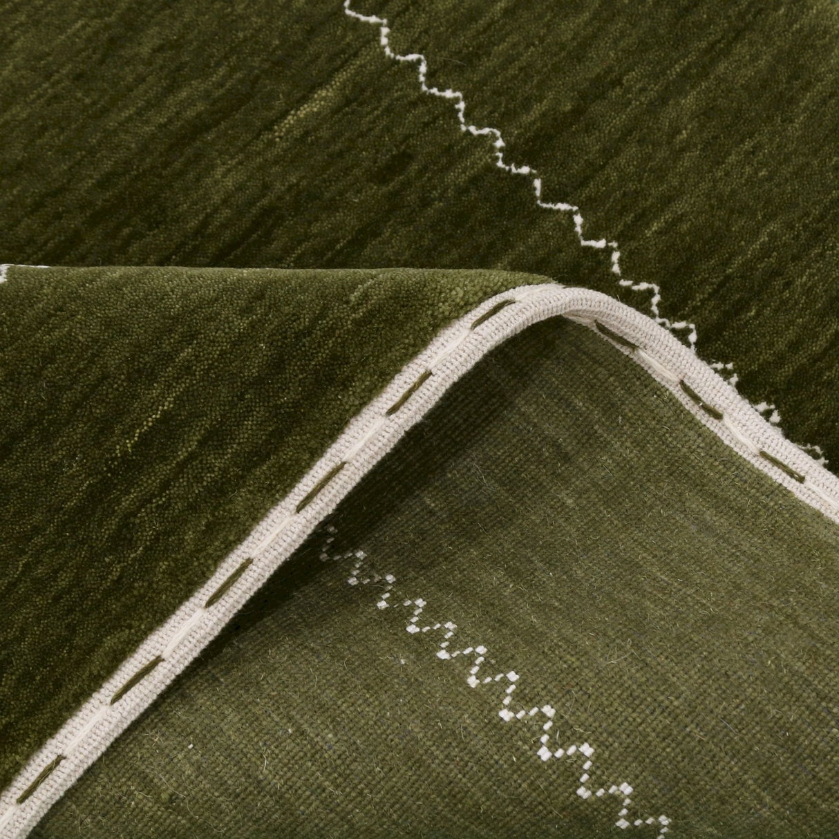 Green Modern Design Hand Loomed Wool Area Rug