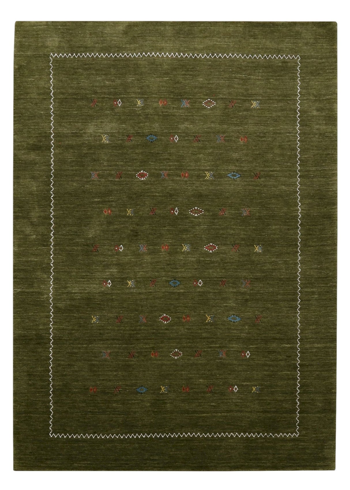 Green Modern Design Hand Loomed Wool Area Rug