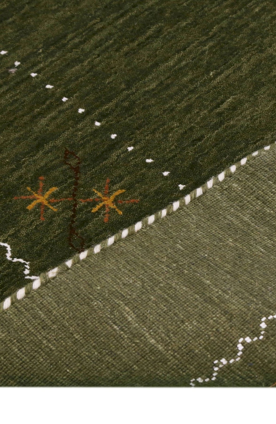 Green Modern Gabbeh Border Design Hand Loomed Wool Area Rug