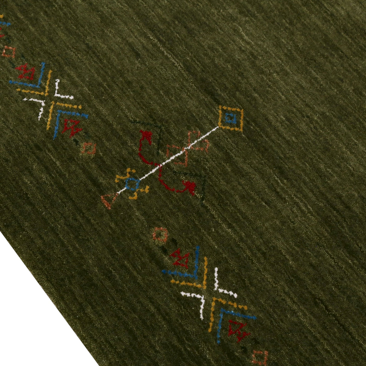 Green Tribal Center Medallion Hand Loomed Wool Area Rug