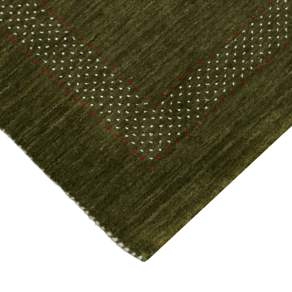 Green Tribal Center Pattern Hand Loomed Wool Area Rug