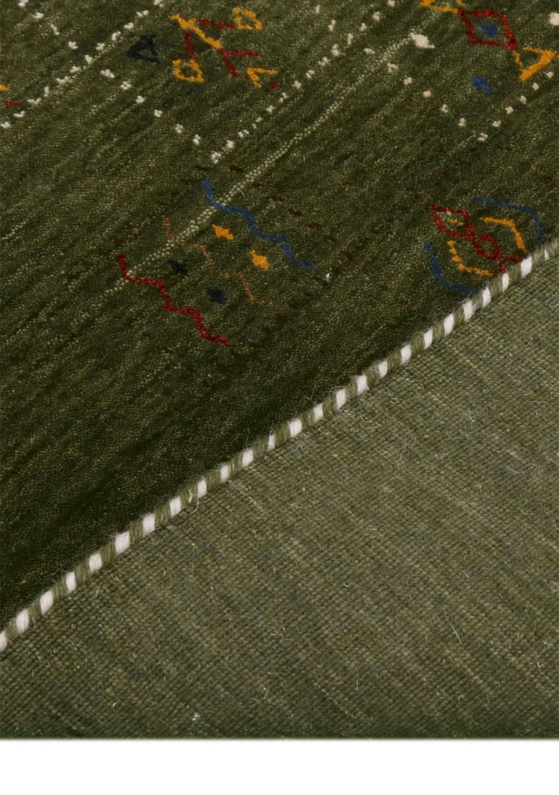 Green Tribal Design Hand Loomed Wool Area Rug