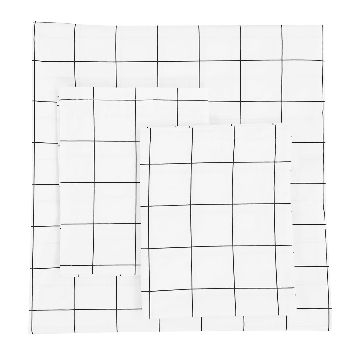 Grid Printed Cotton Percale Duvet Set-Duvets-Parc Decor