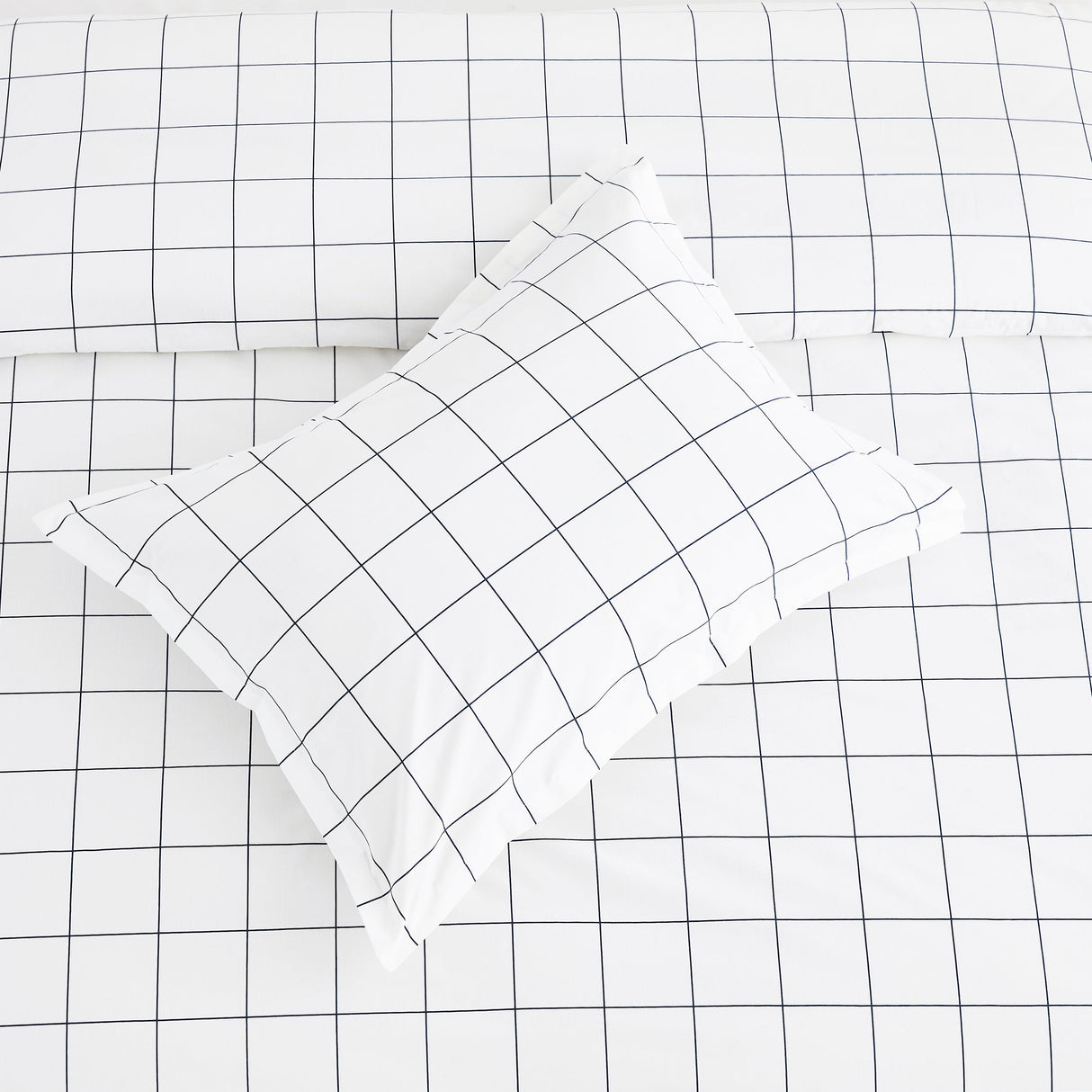 Grid Printed Cotton Percale Duvet Set-Duvets-Parc Decor