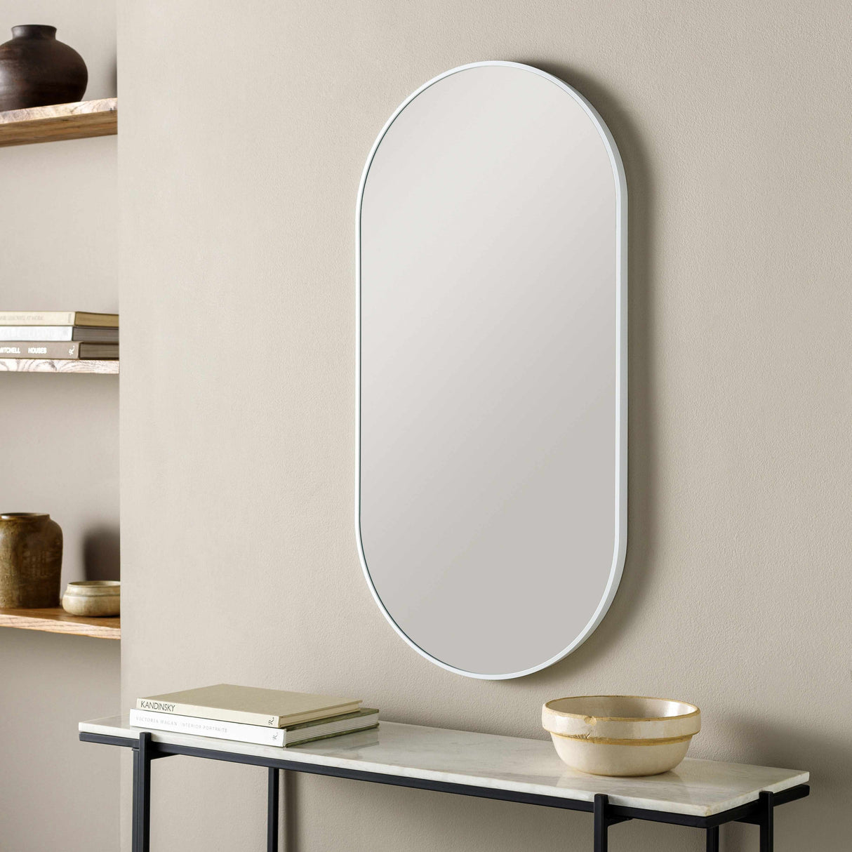 Hagenburg White Iron Frame Mirror-Mirrors-Parc Decor