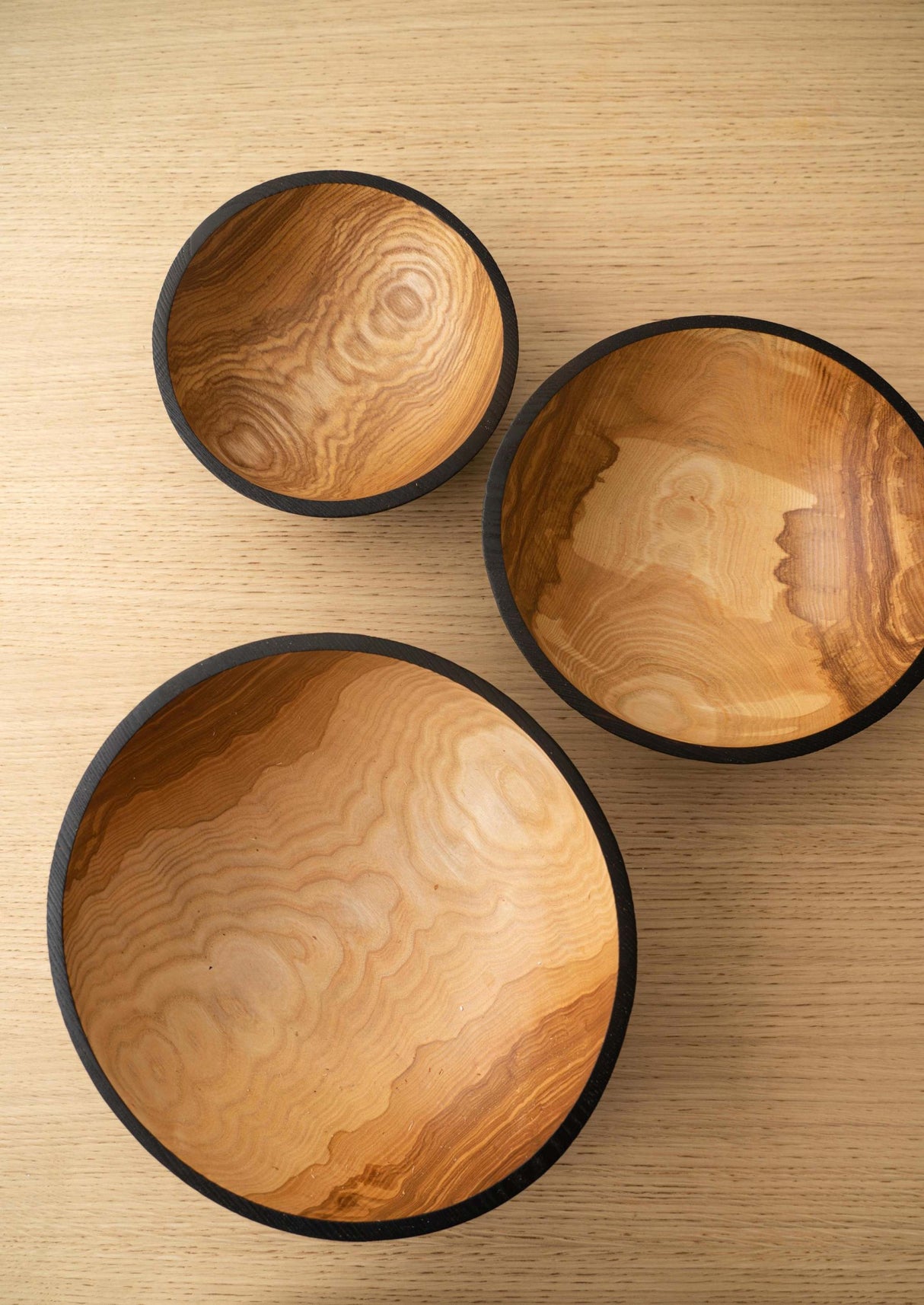 Half Charred Ashwood Nesting Bowl Set