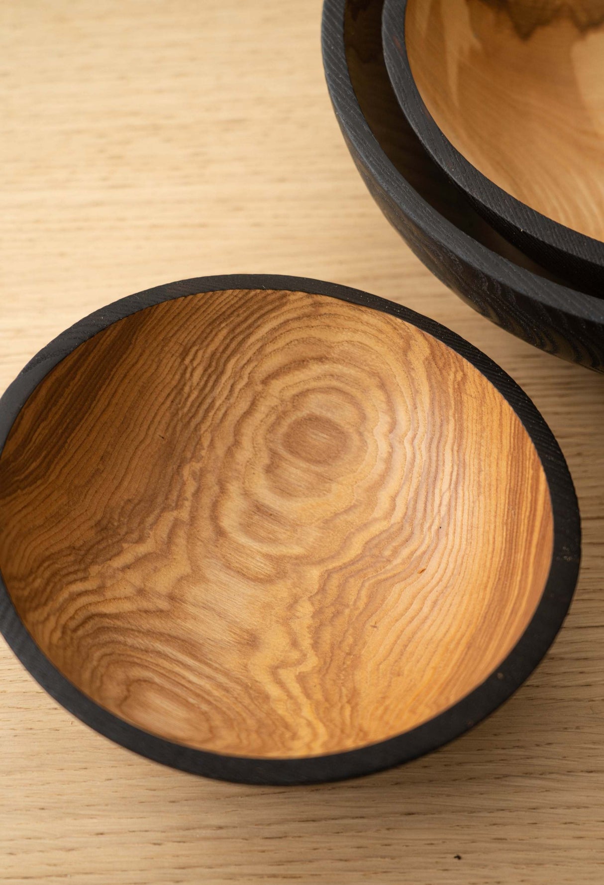 Half Charred Ashwood Nesting Bowl Set
