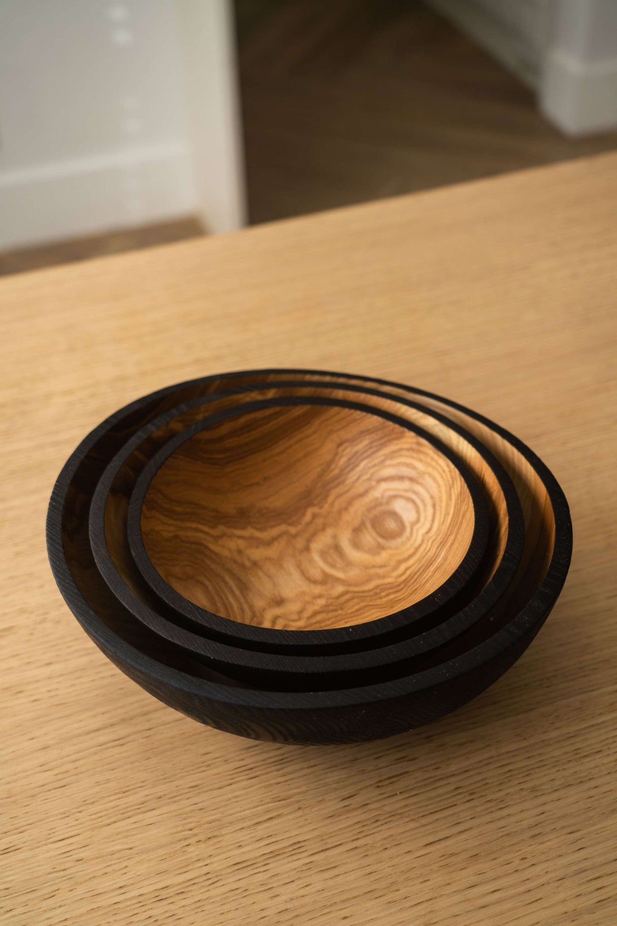 Half Charred Ashwood Nesting Bowl Set