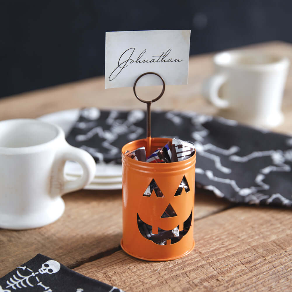 Halloween Jack-O-Lantern Metal Place Card Holder-Halloween Decor-Parc Decor