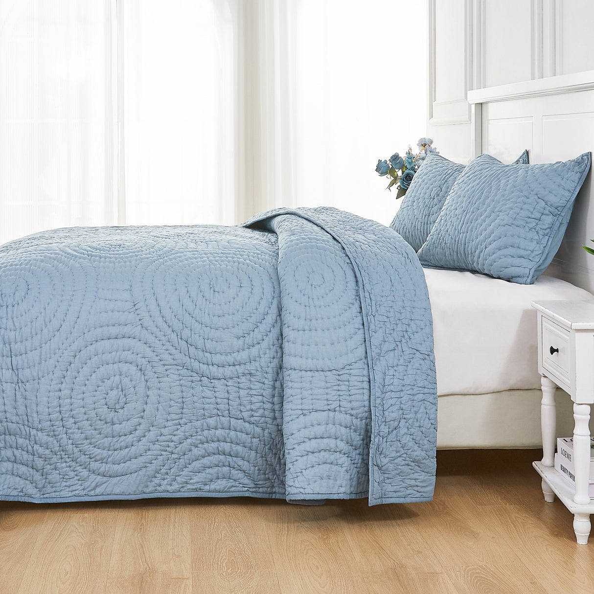 Halo Cotton Voile Hand Stitched Quilt Set-Quilt-Parc Decor