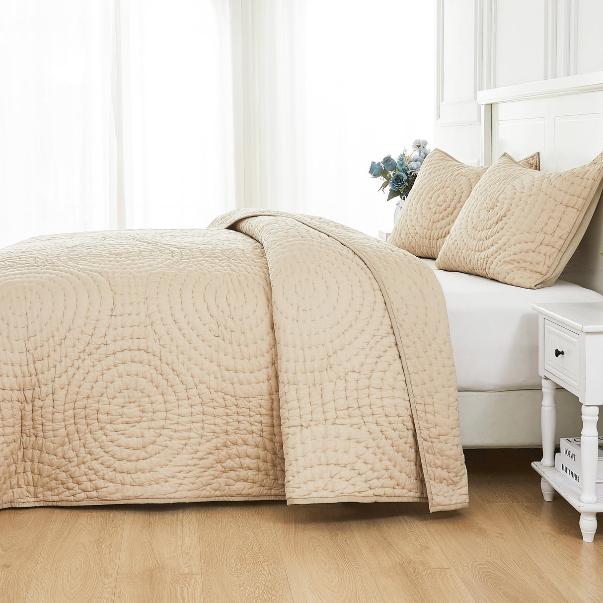 Halo Cotton Voile Hand Stitched Quilt Set-Quilt-Parc Decor