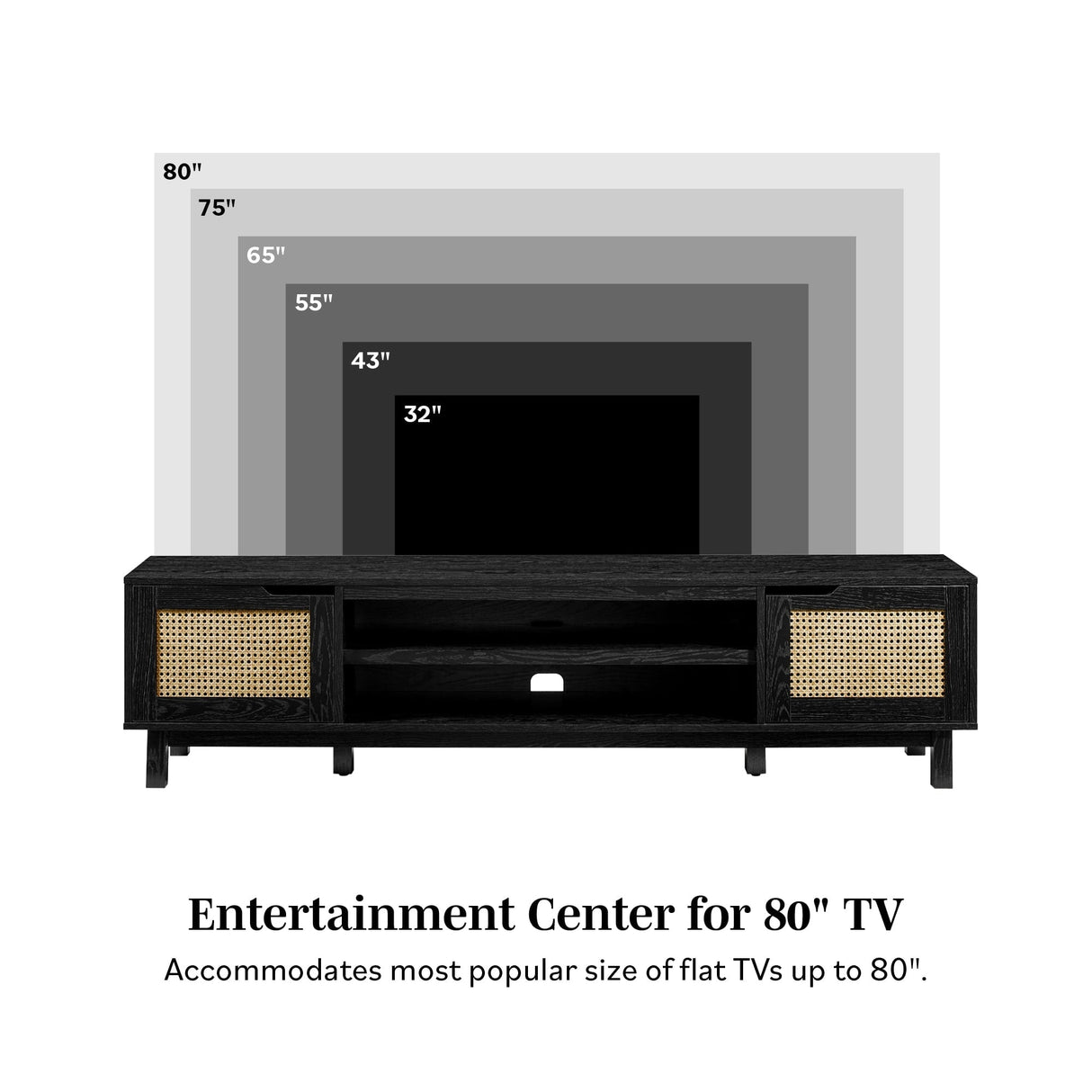 Hamkke Boho 2-Door Faux Rattan TV Stand-Entertainment-Parc Decor