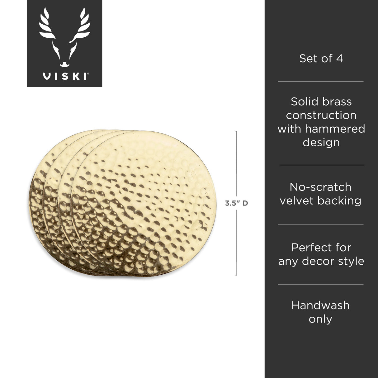 Hammered Brass Coasters Set of 4-product_type::coasters-Parc Decor